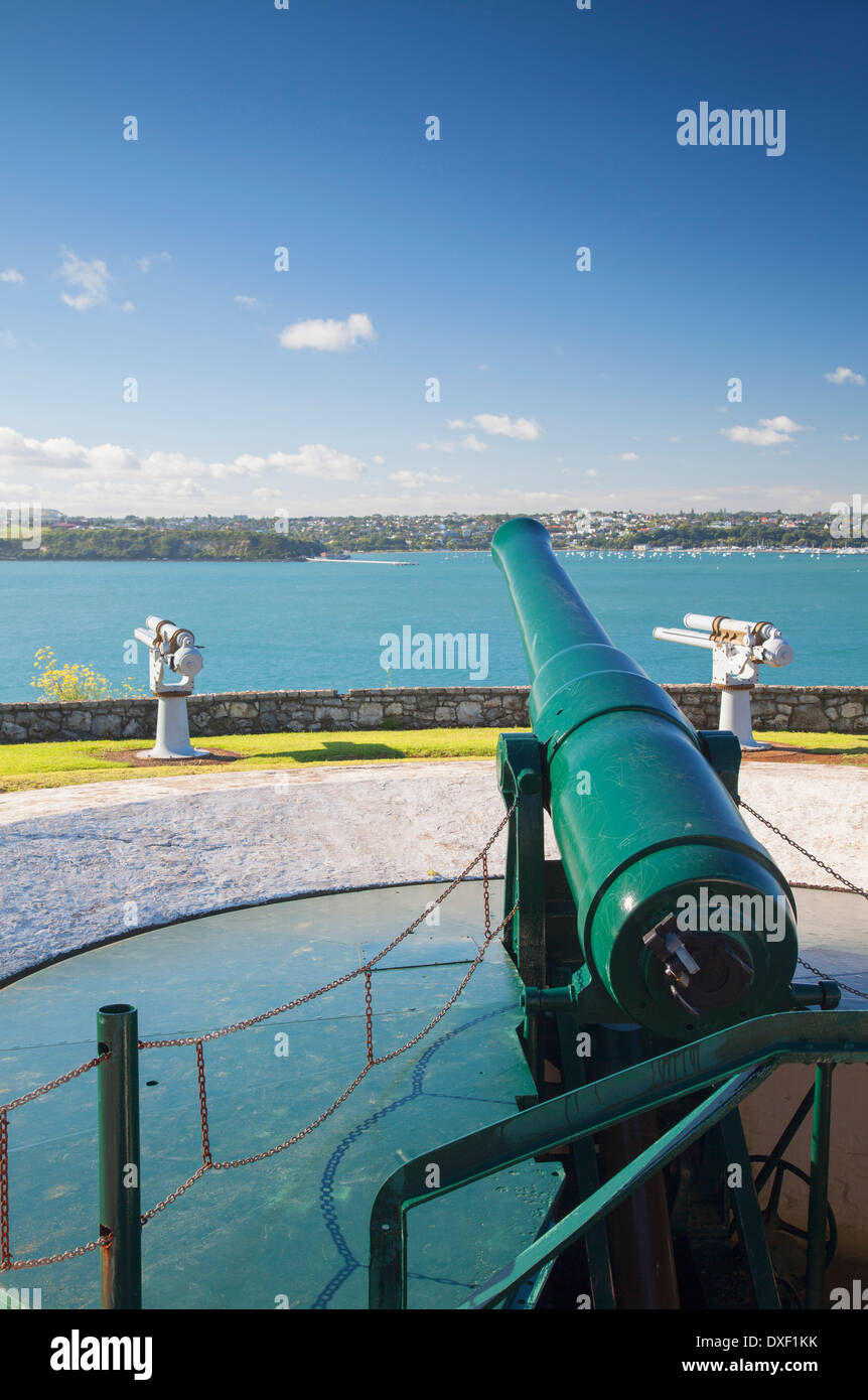 Disappearing gun, North Head Historic Reserve, Devonport, Auckland, North Island, New Zealand Stock Photo