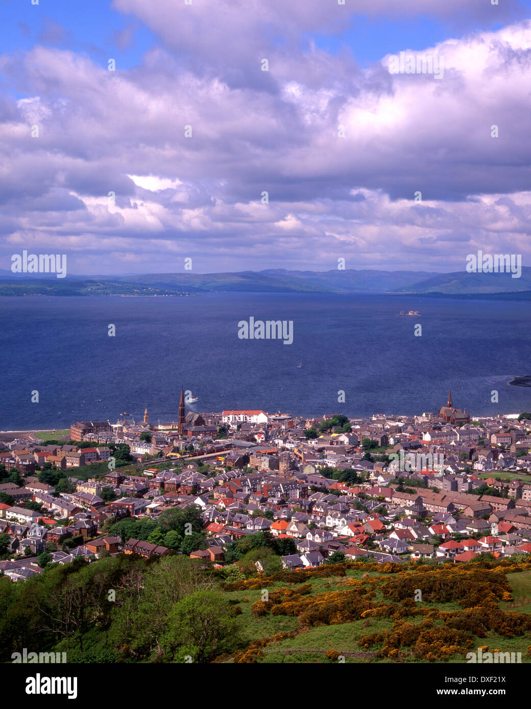 Largs View View looking down onto Largs holiday resort and the firth of clyde ...
