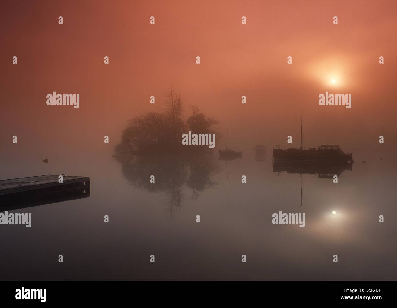 Morning mist over Loch Lomond Stock Photo