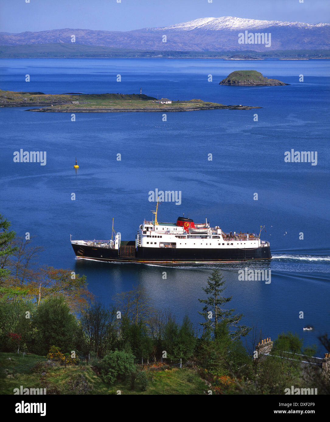 Archive image of the M.V Columba departing Oban Bay, 1970's Stock Photo