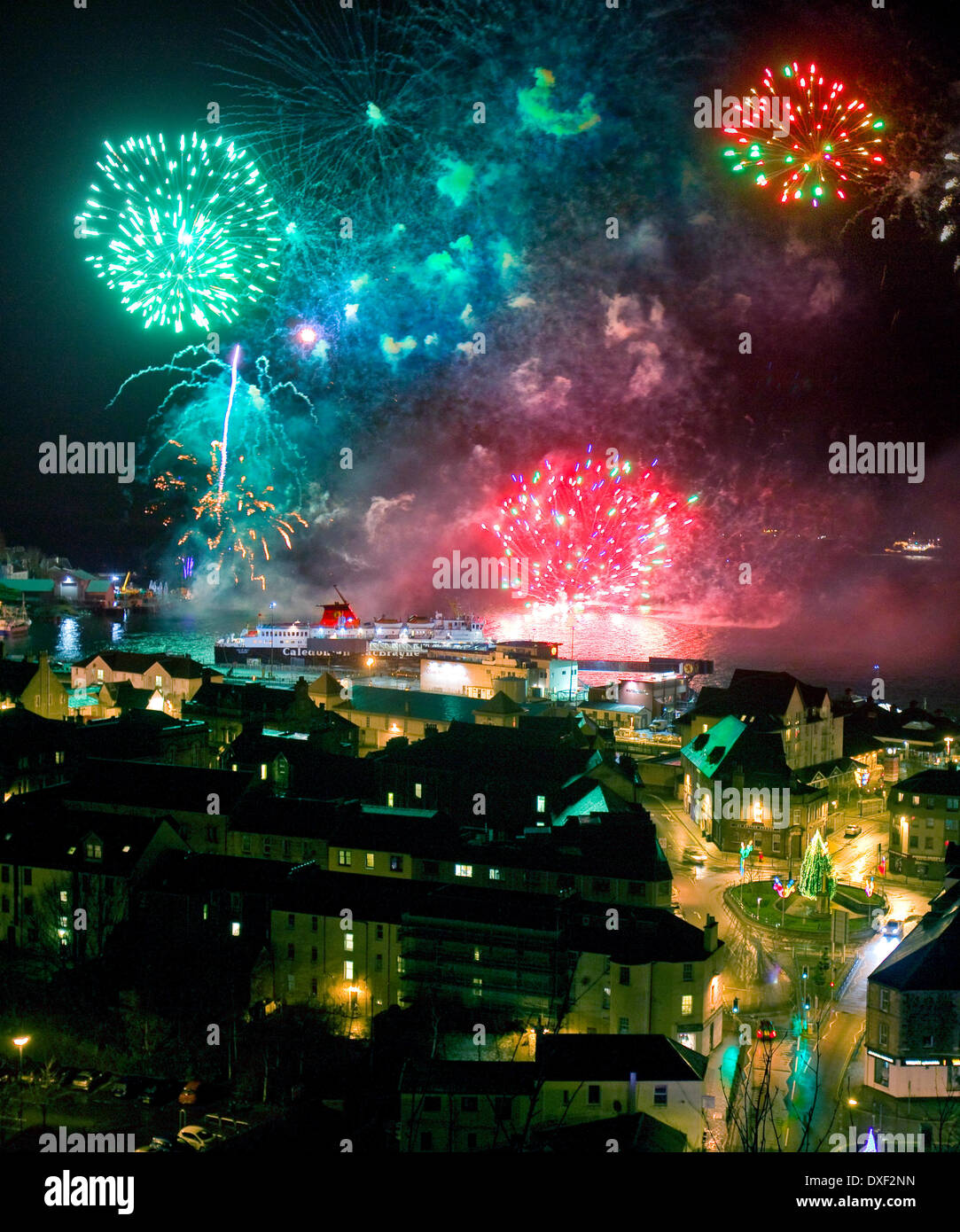 Oban Fireworks display with additional burst added November 2011 Stock Photo