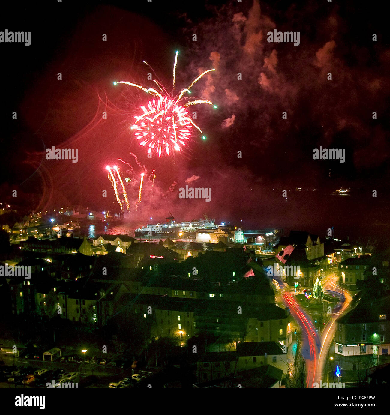 Oban Fireworks display November 2011 Stock Photo