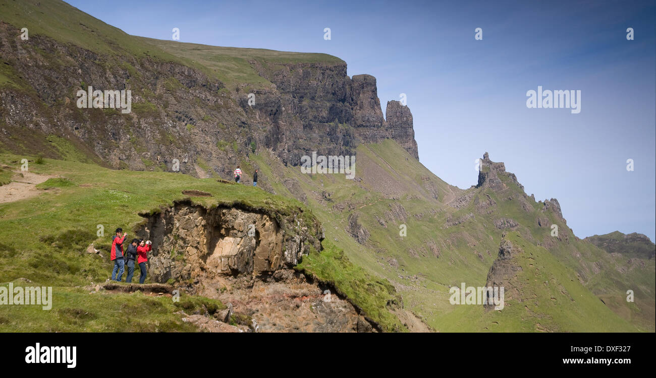 Panoramic view towards the Storr cliffs, Quiraing, Isle of Skye Stock Photo