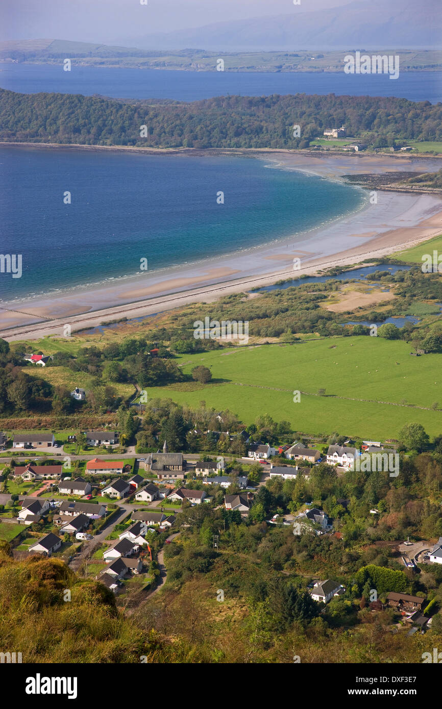 Benderloch, Tralee bay and Lochnell castle as seen from Ben Lora, Argyll Stock Photo
