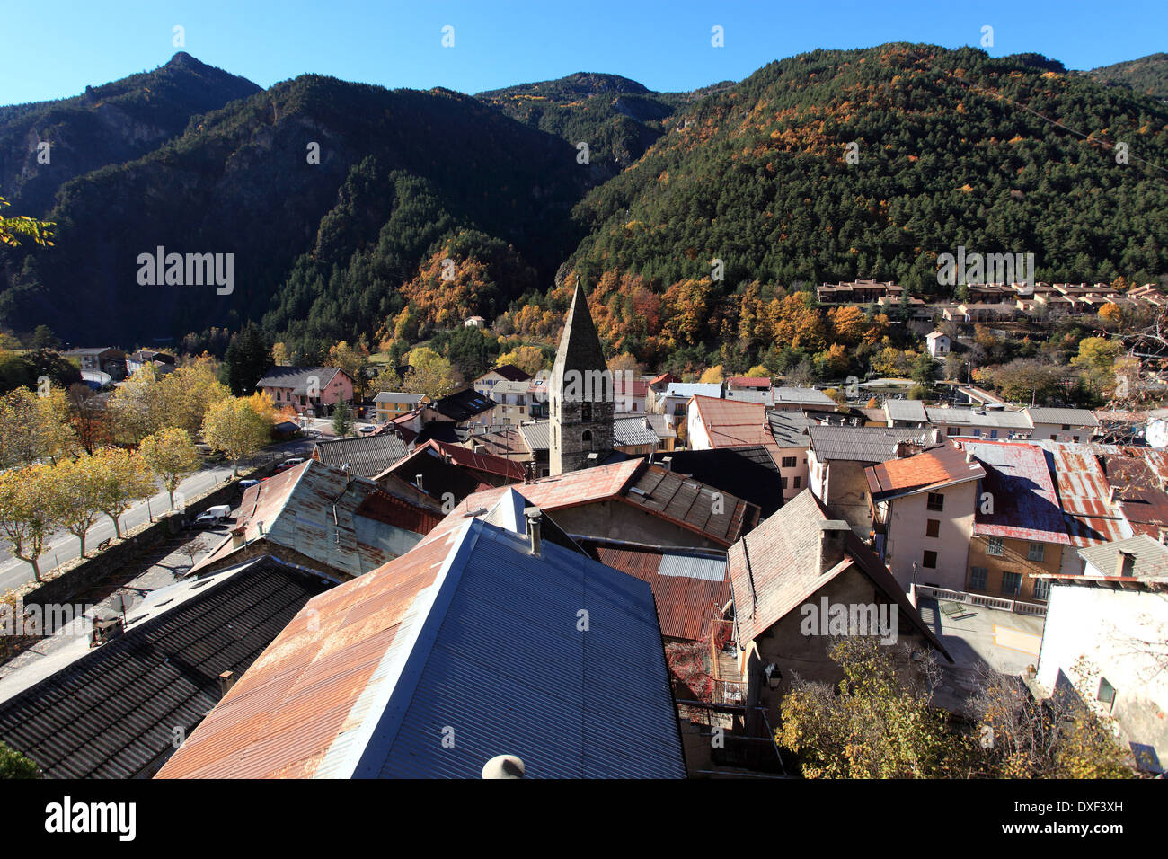 The village of Guillaumes in the Mercantour national park in the back country of the Alpes-Maritimes Stock Photo