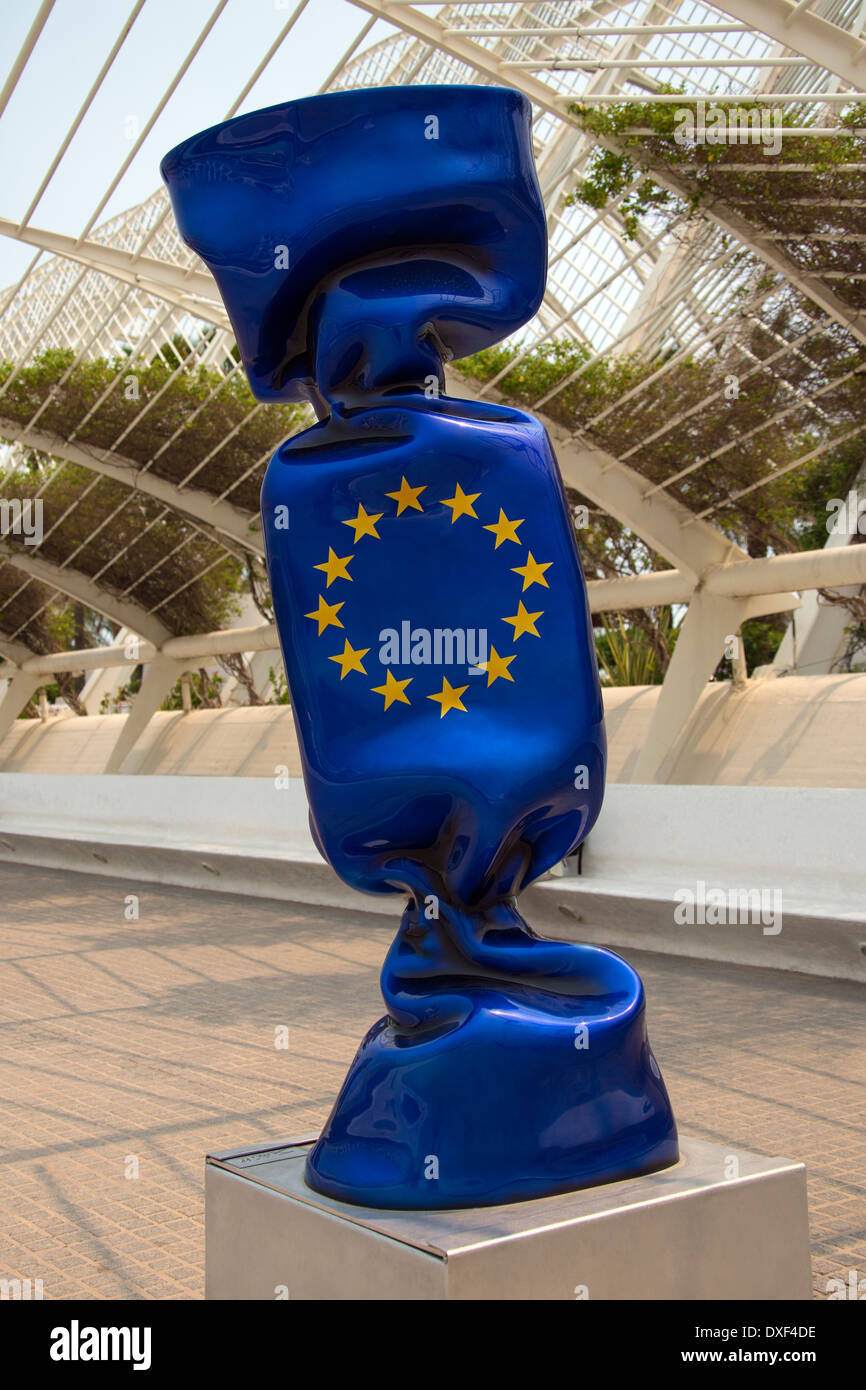 European Union sweet wrapper - Valencia - Spain Stock Photo