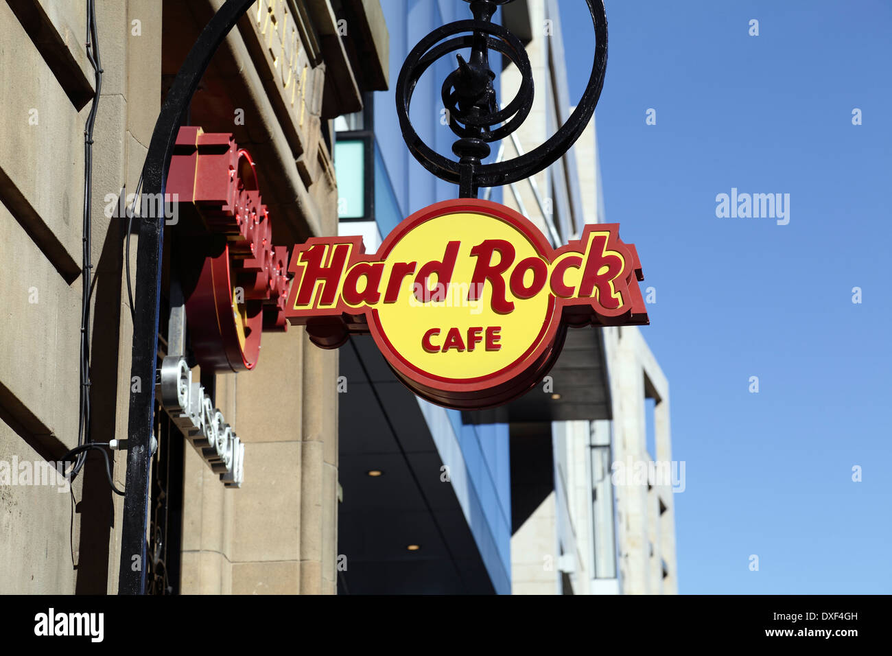 Hard Rock Cafe sign in Glasgow city centre, Scotland, UK Stock Photo