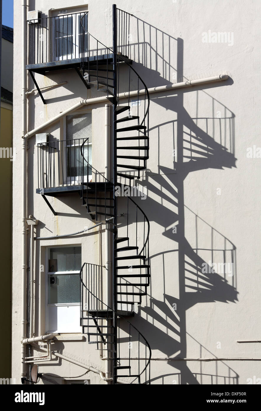 Fire escape on the side of houses in Lansdowne Road, Hove, East Sussex. Stock Photo