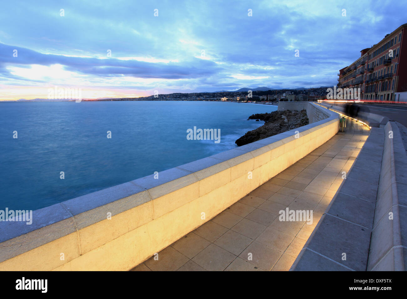 Path along the sea in Nice city. France Stock Photo