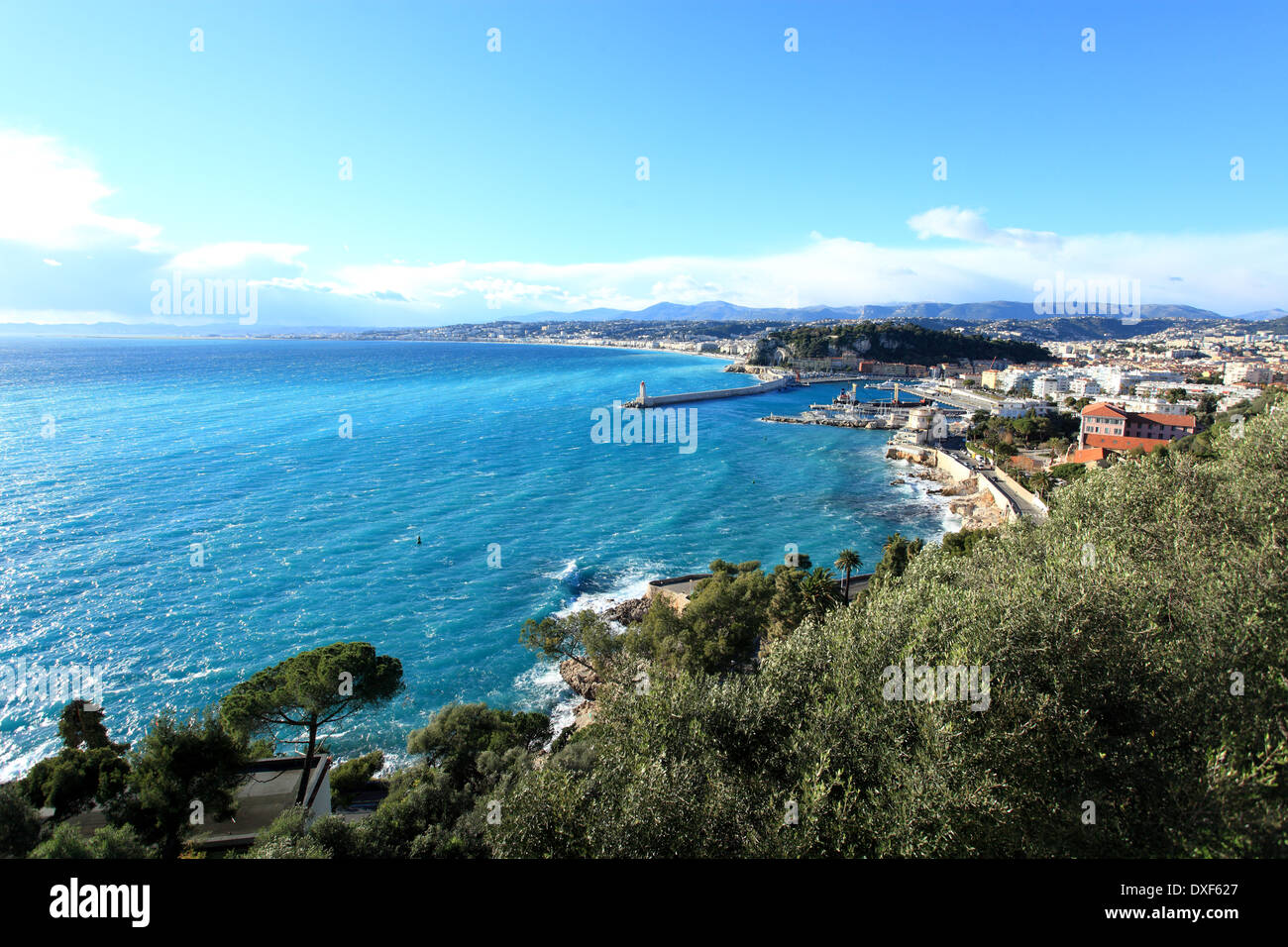 Top view above the city of Nice Stock Photo