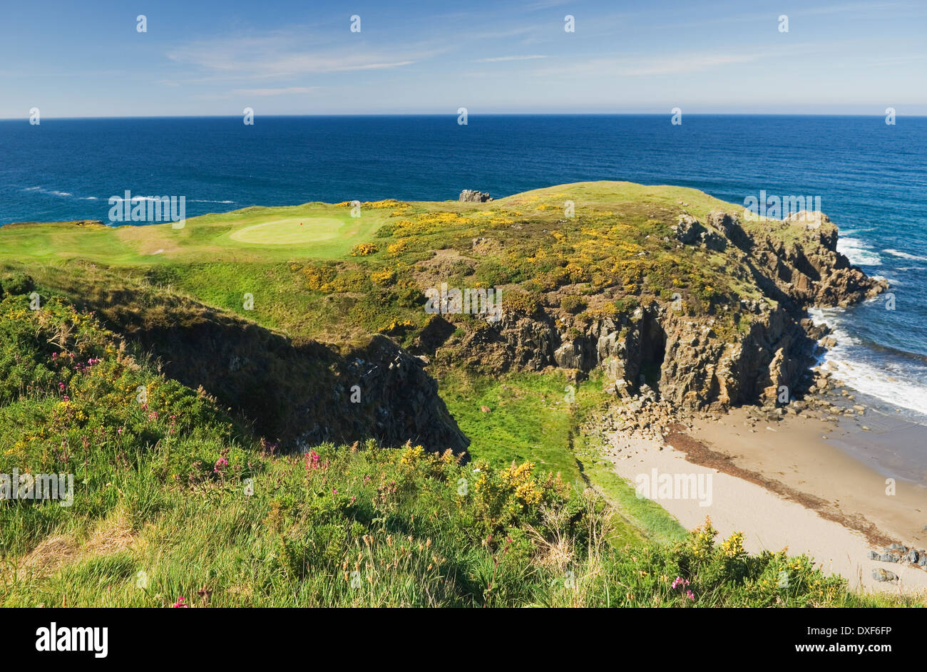 The famous 13th hole (called the "Clivet") on the Royal Tarlair Golf
