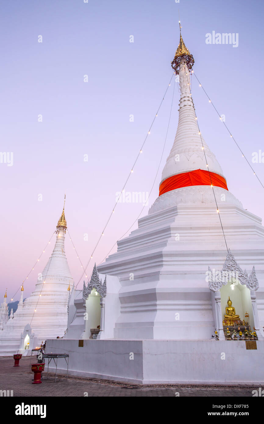 Wat Phra That Doi Kong Mu temple stupa in Mae Hong Son, Northern Thailand Stock Photo