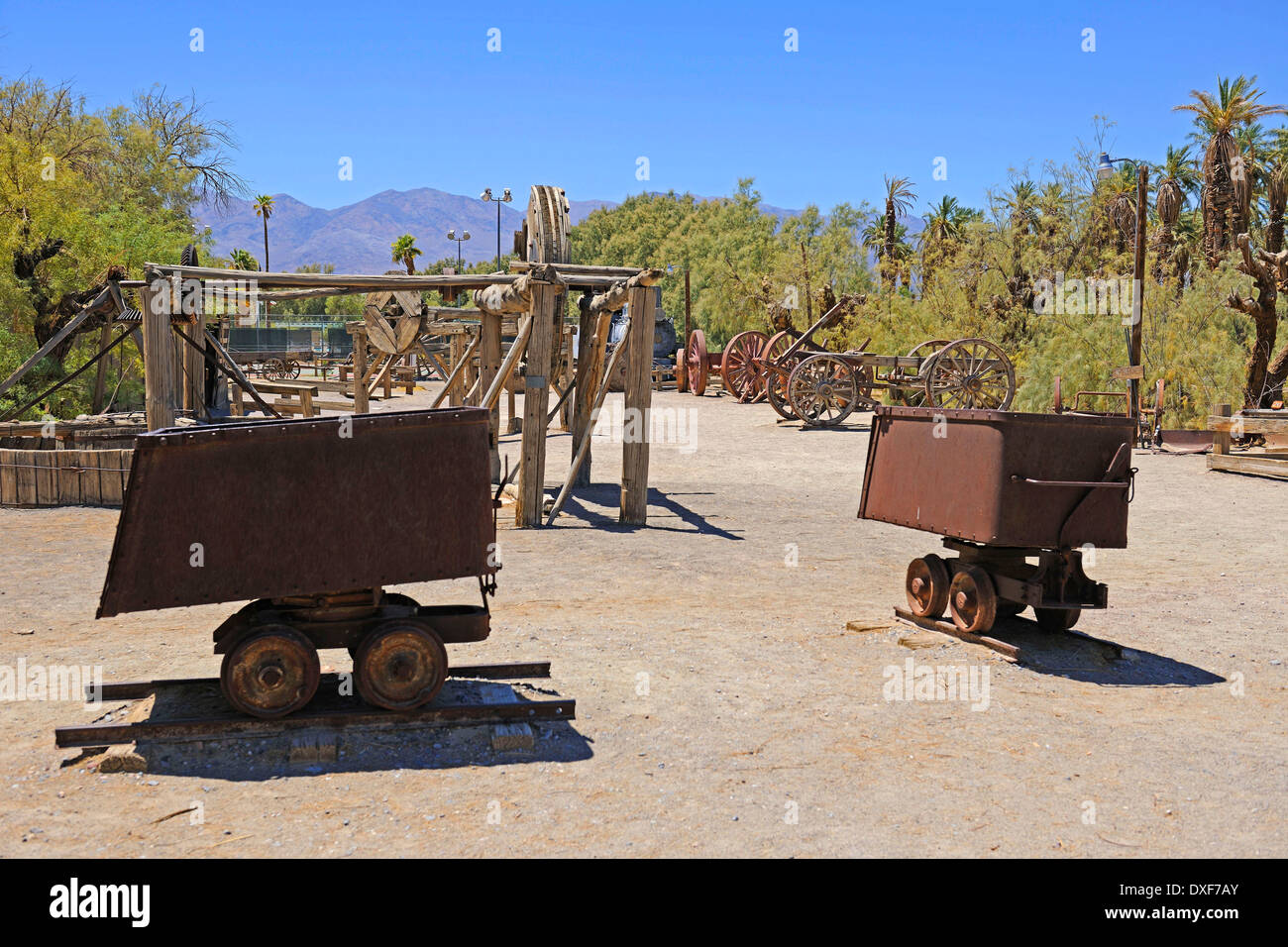 Historic equipment for miners, Borax Museum, Furnace Creek, Death