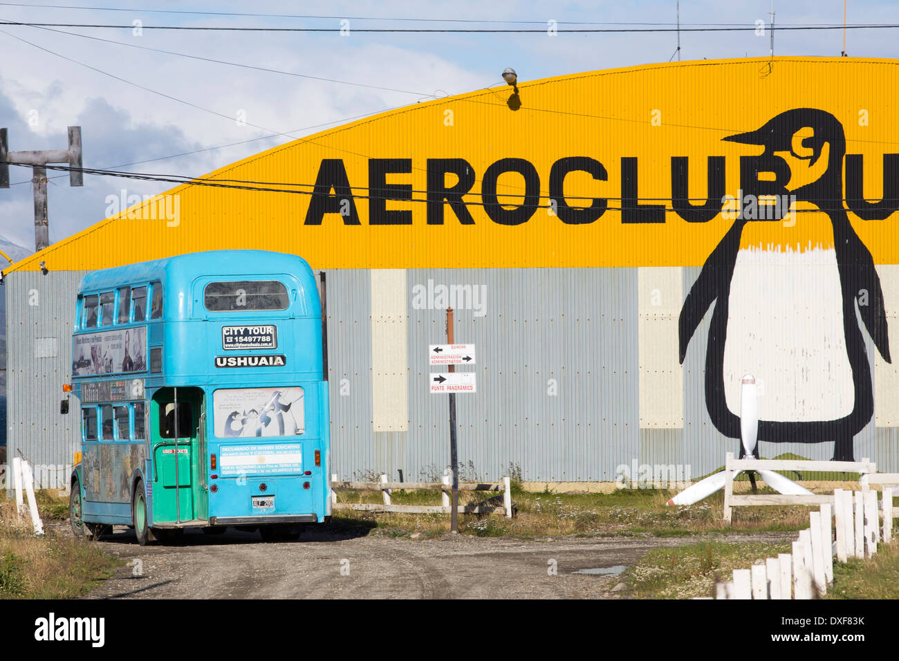 The aeroclub Ushuaia in the town of Ushuaia which is the capital of Tierra del Fuego, in Argentina, Stock Photo