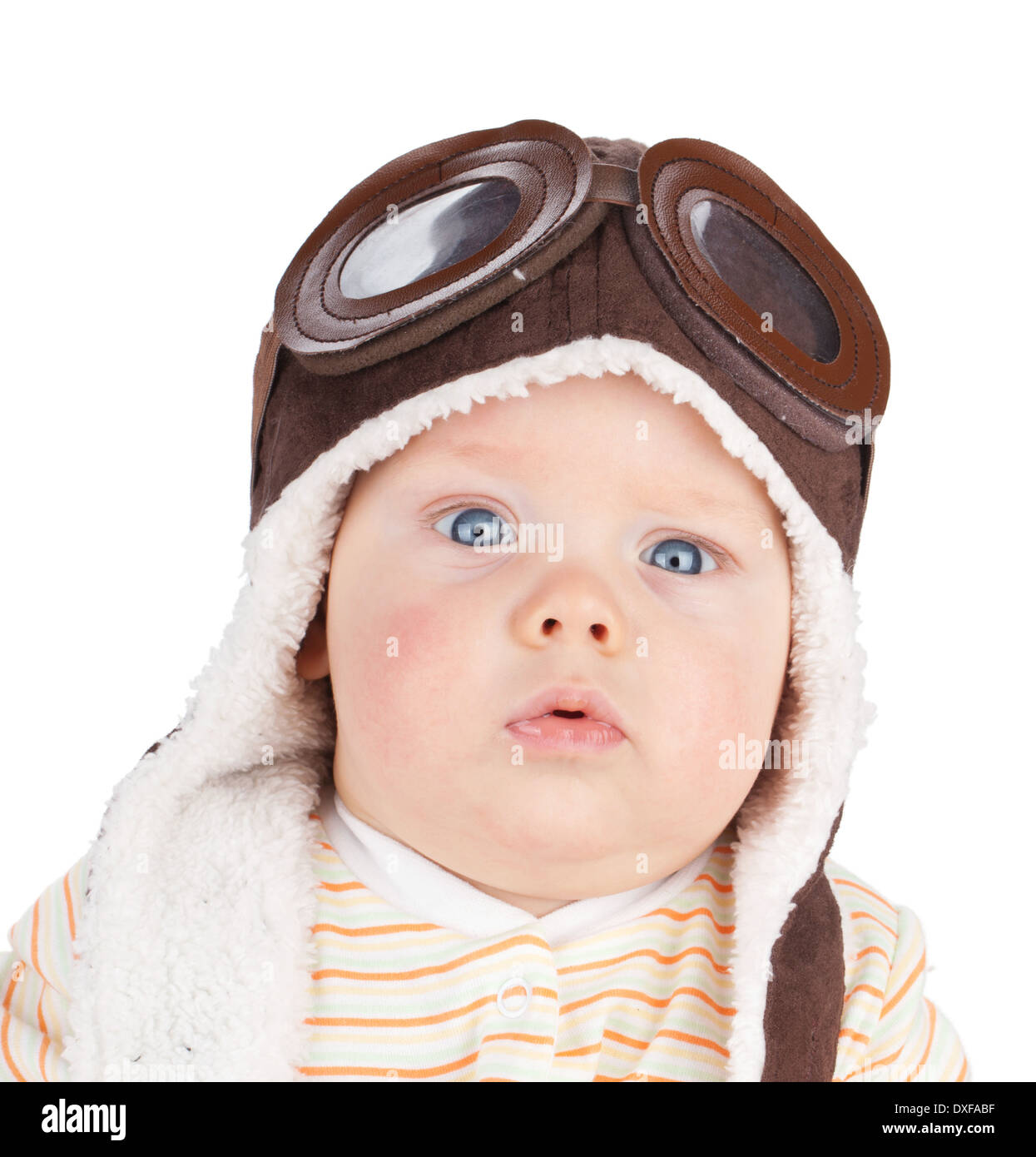 Closeup Portrait Of Cute Baby In Funny Helmet Stock Photo 67949603