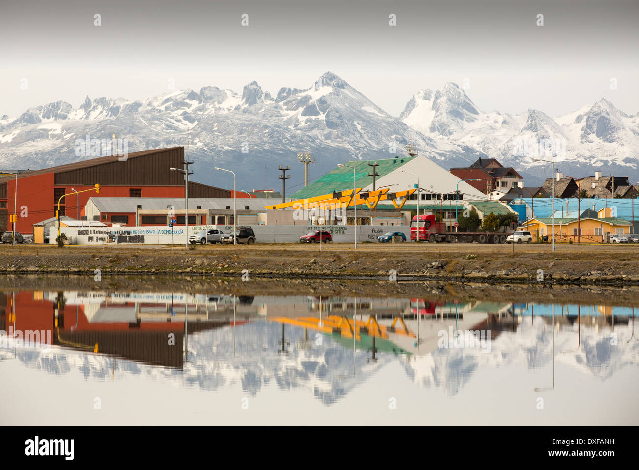 The Martial mountain range from the town of Ushuaia which is the capital of Tierra del Fuego, in Argentina Stock Photo