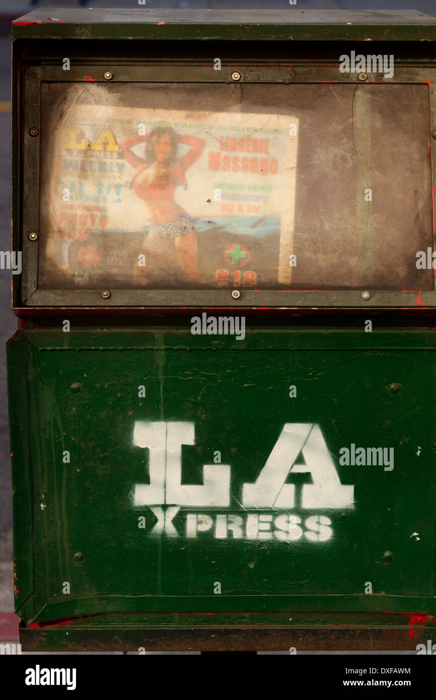 LA Express paper in a news stand. Hollywood Boulevard, Los Angeles
