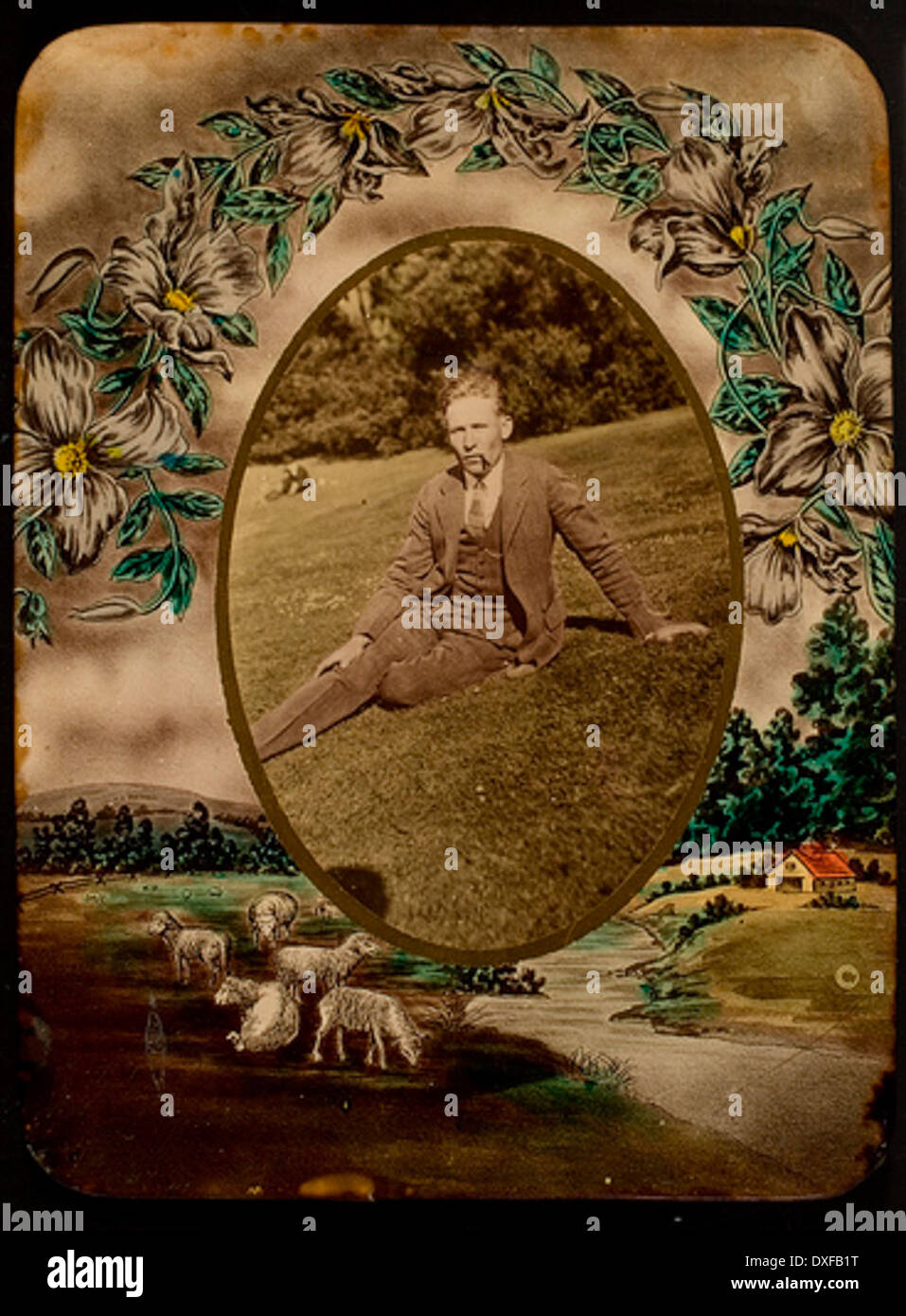 A vintage photograph of a man holding a cigar, capturing a moment from past times. This image reflects the historical culture and social habits of earlier decades. Stock Photo