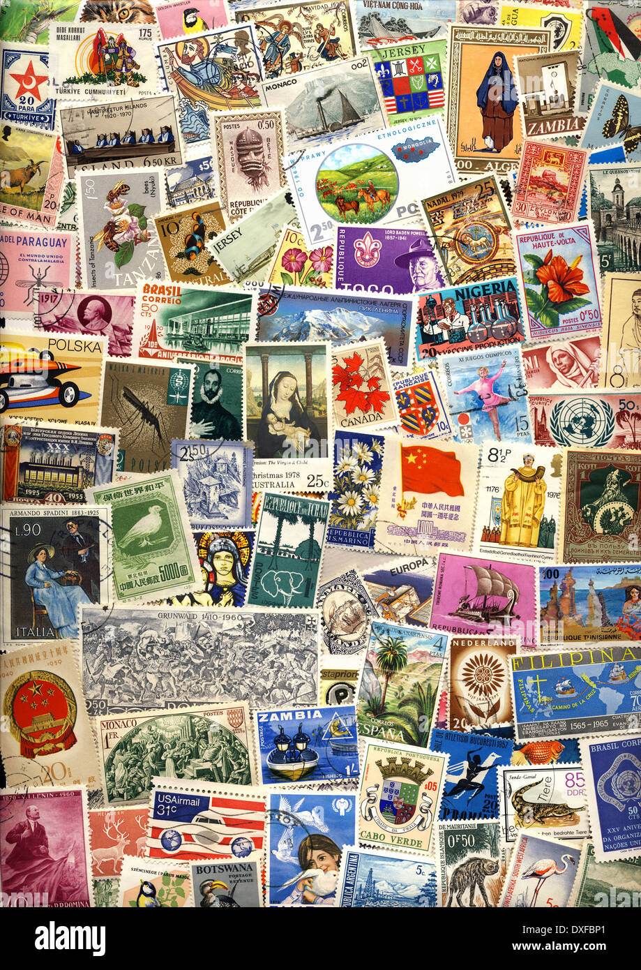 International Postage Stamps Stock Photo