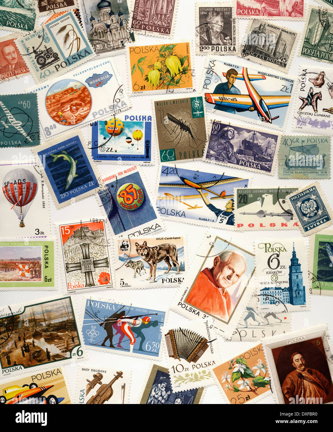 20th Century Polish Postage Stamps Stock Photo