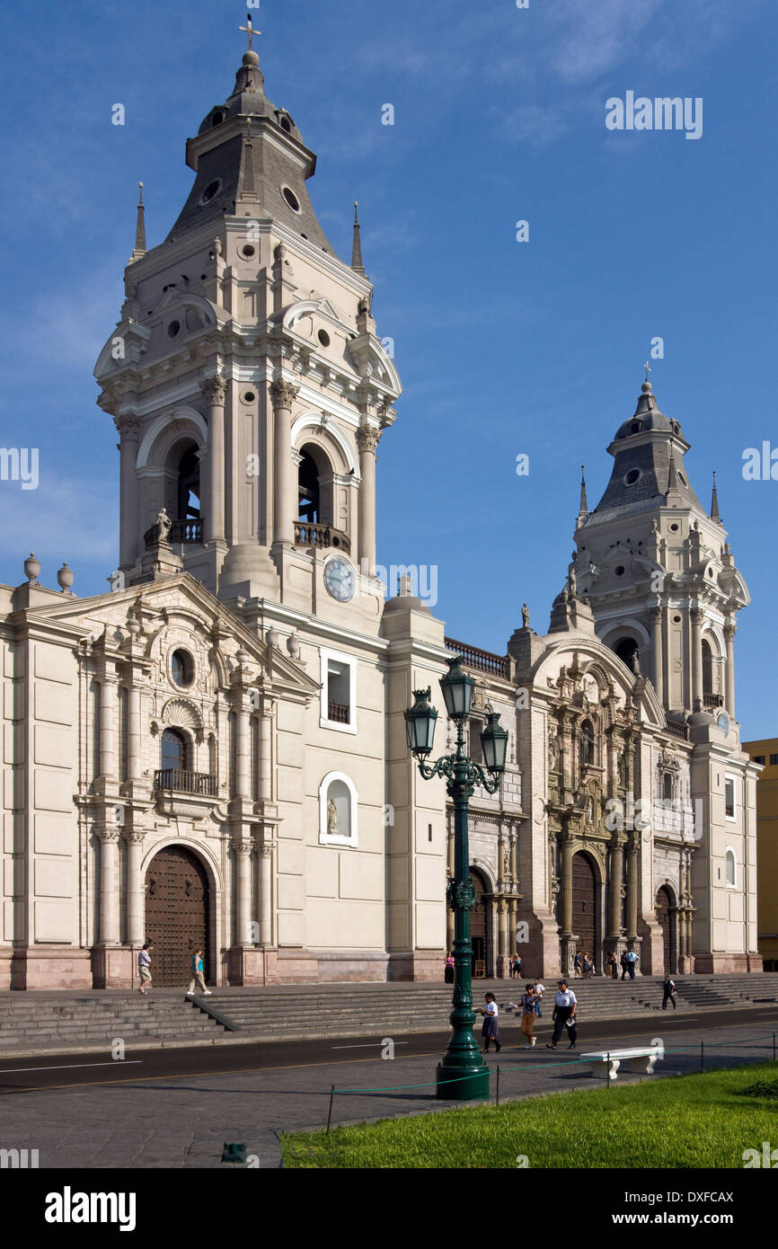 Lima Cathedral in the Plaza de Armes in central Lima in Peru. Stock Photo