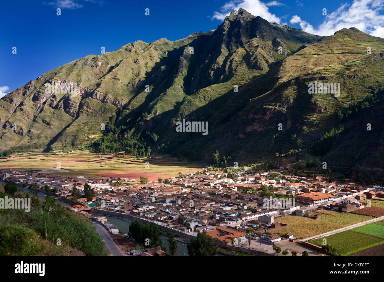 The town of Pisac in The Sacred Valley of the Incas in Peru Stock Photo