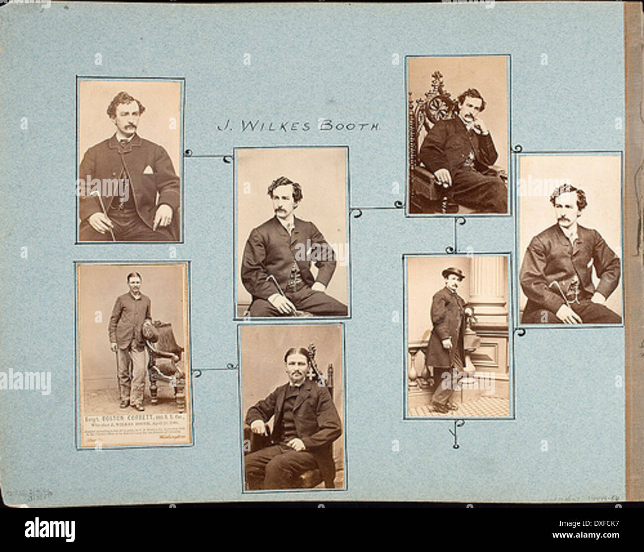 This image displays portraits of John Wilkes Booth, the assassin of ...