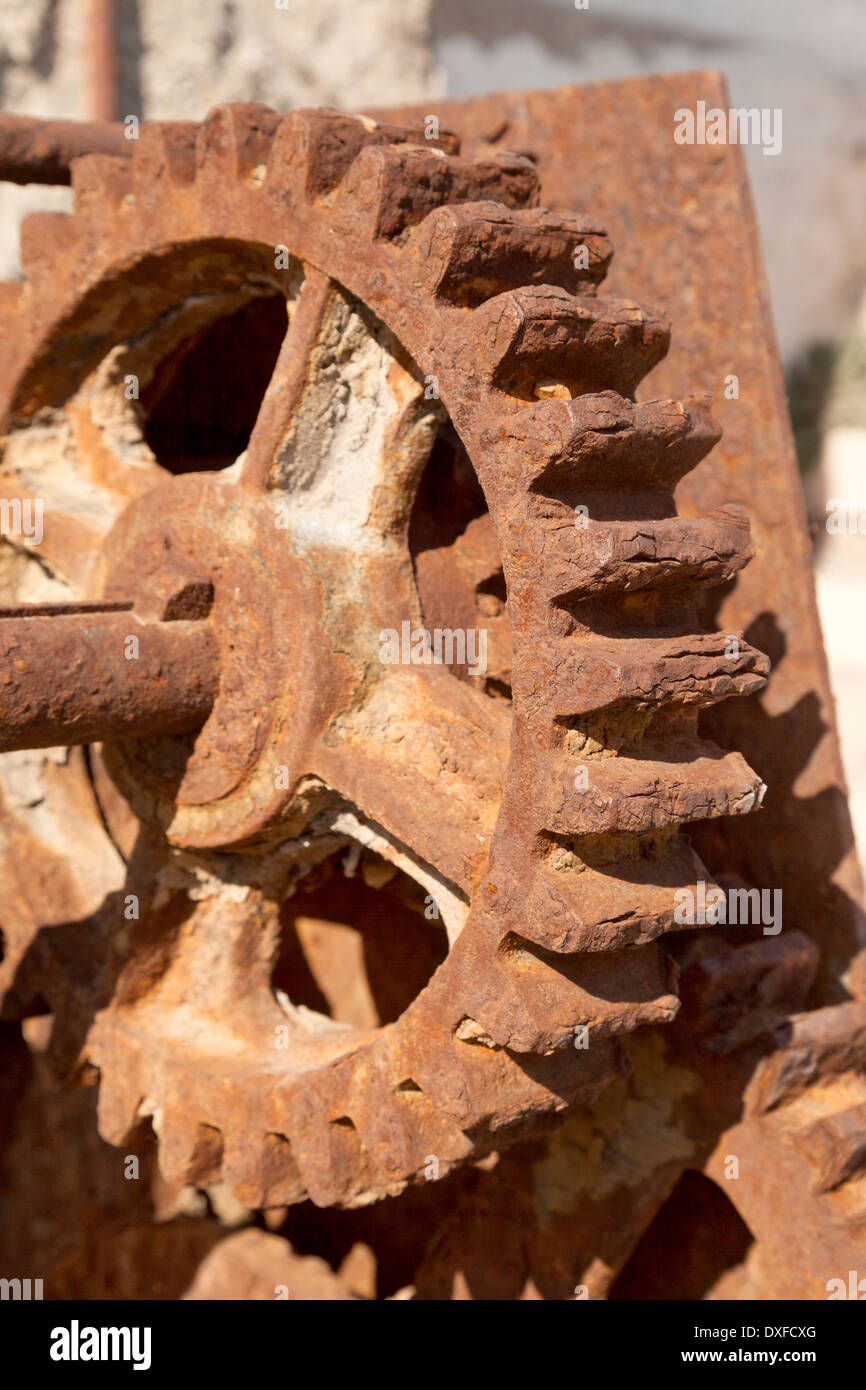 Rust - Rusty old iron machinery with cogs and gears, Spain Europe Stock Photo