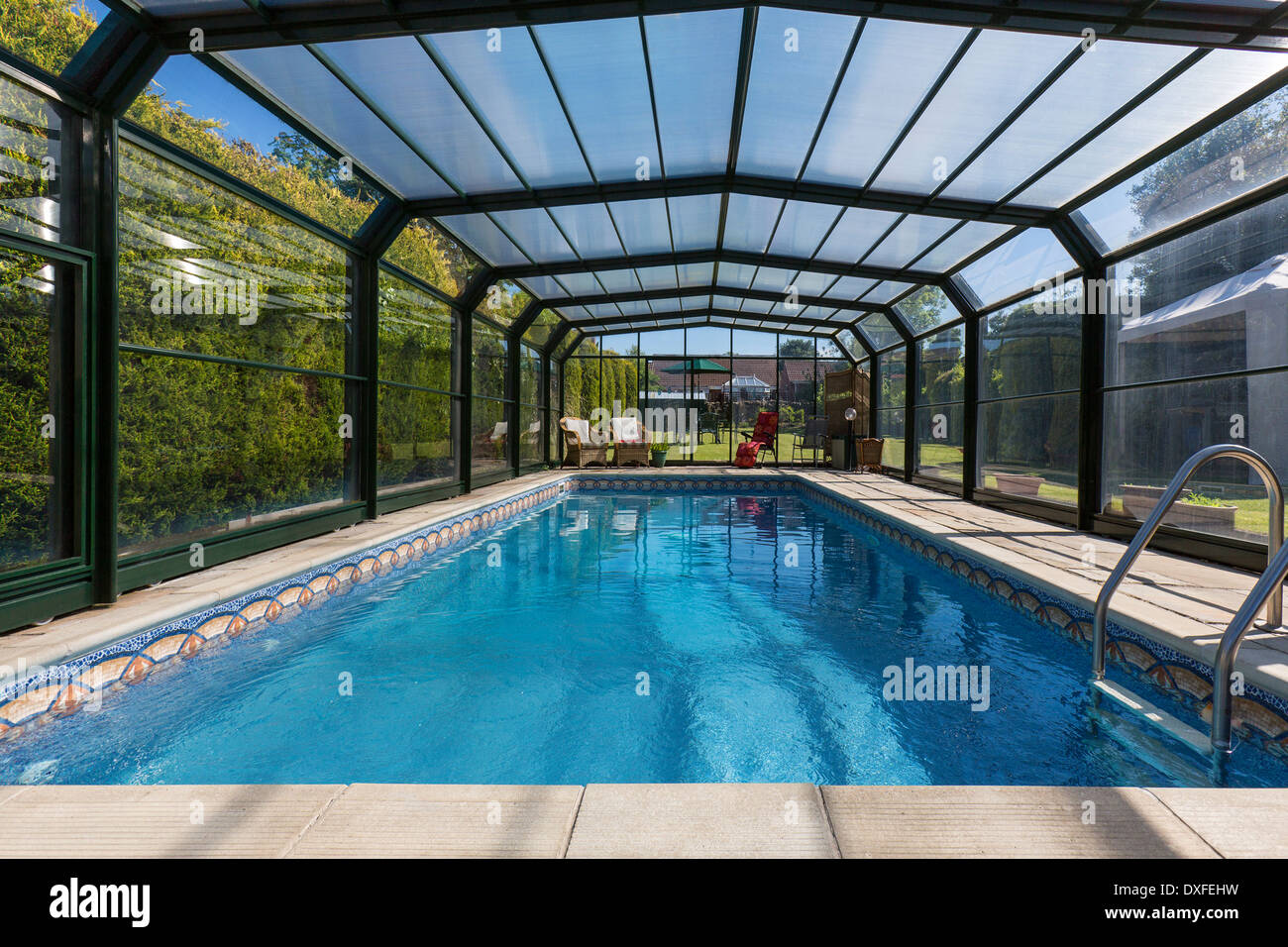 A swimming pool in the garden of a large country property in England (Property Released) Stock Photo