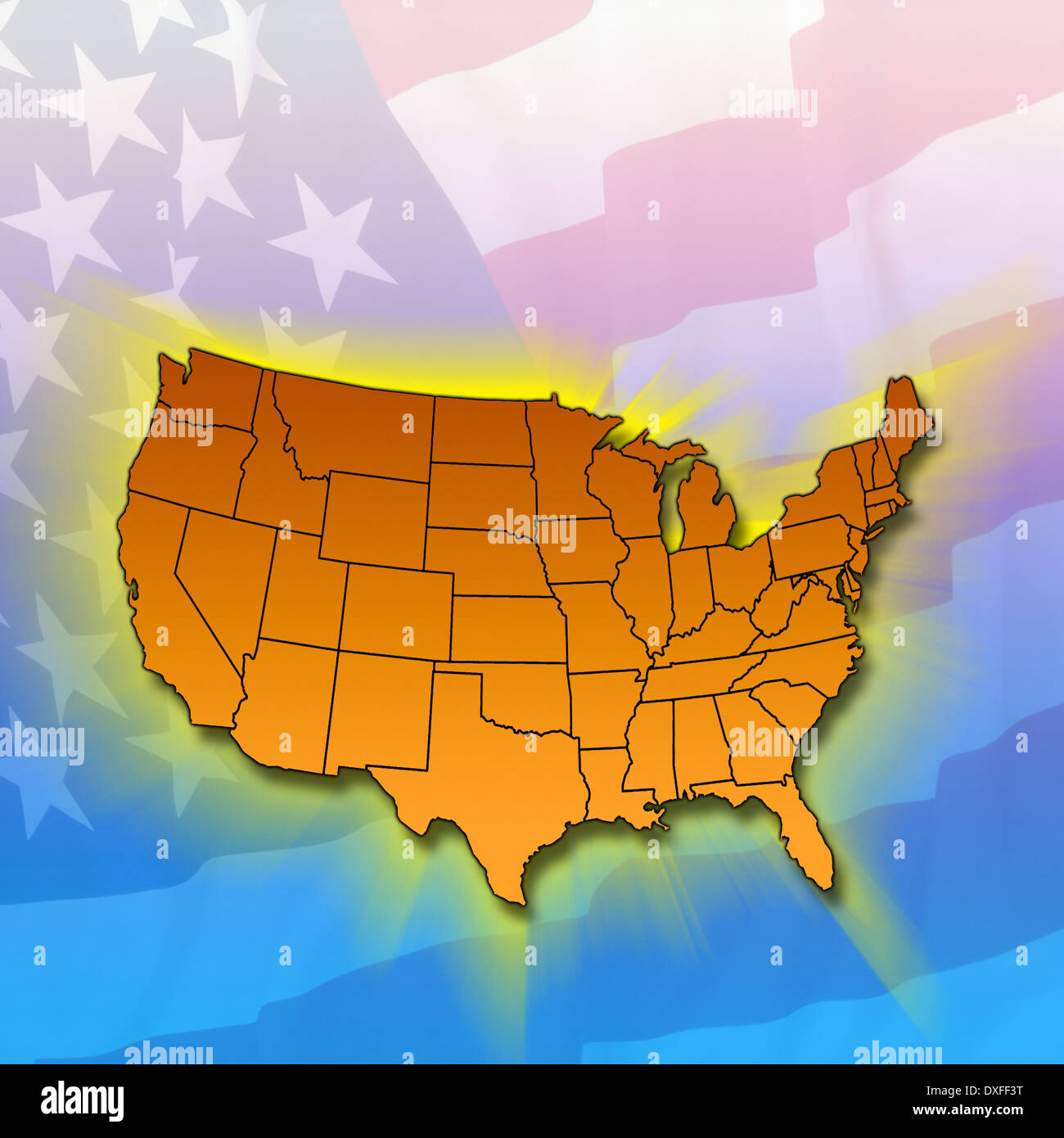 American map outline hi-res stock photography and images - Alamy