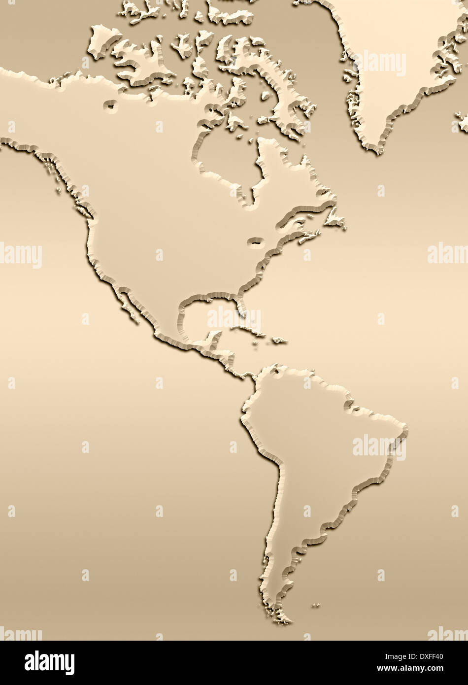 Outline map of North and South America Stock Photo