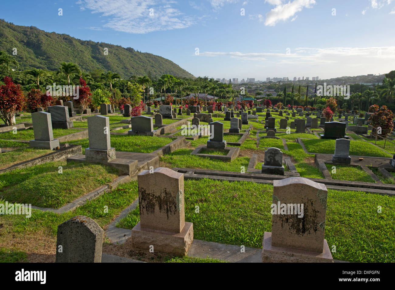 Manoa Chinese cemetery in Honolulu, Hawaii Stock Photo