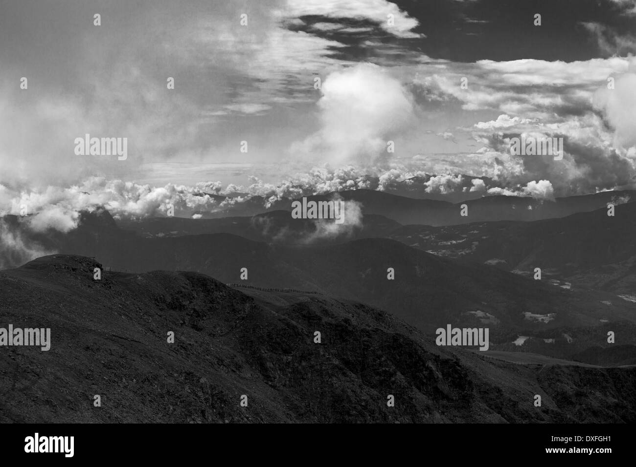 Mountain Range in the Clouds Stock Photo