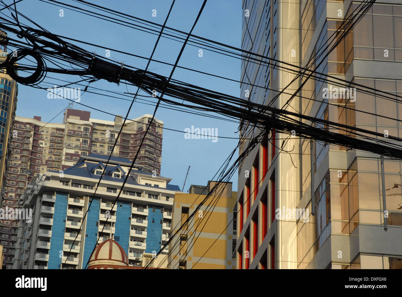 Power lines in the street, Manila, Philippines, Asia Stock Photo Alamy