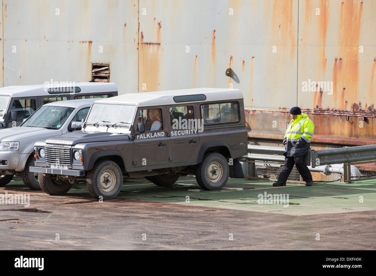 Falklands security vehicles in Port Stanley in the Falkland Islands