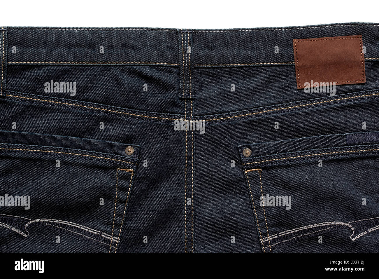 Close-up, backview of blue jeans, studio shot Stock Photo