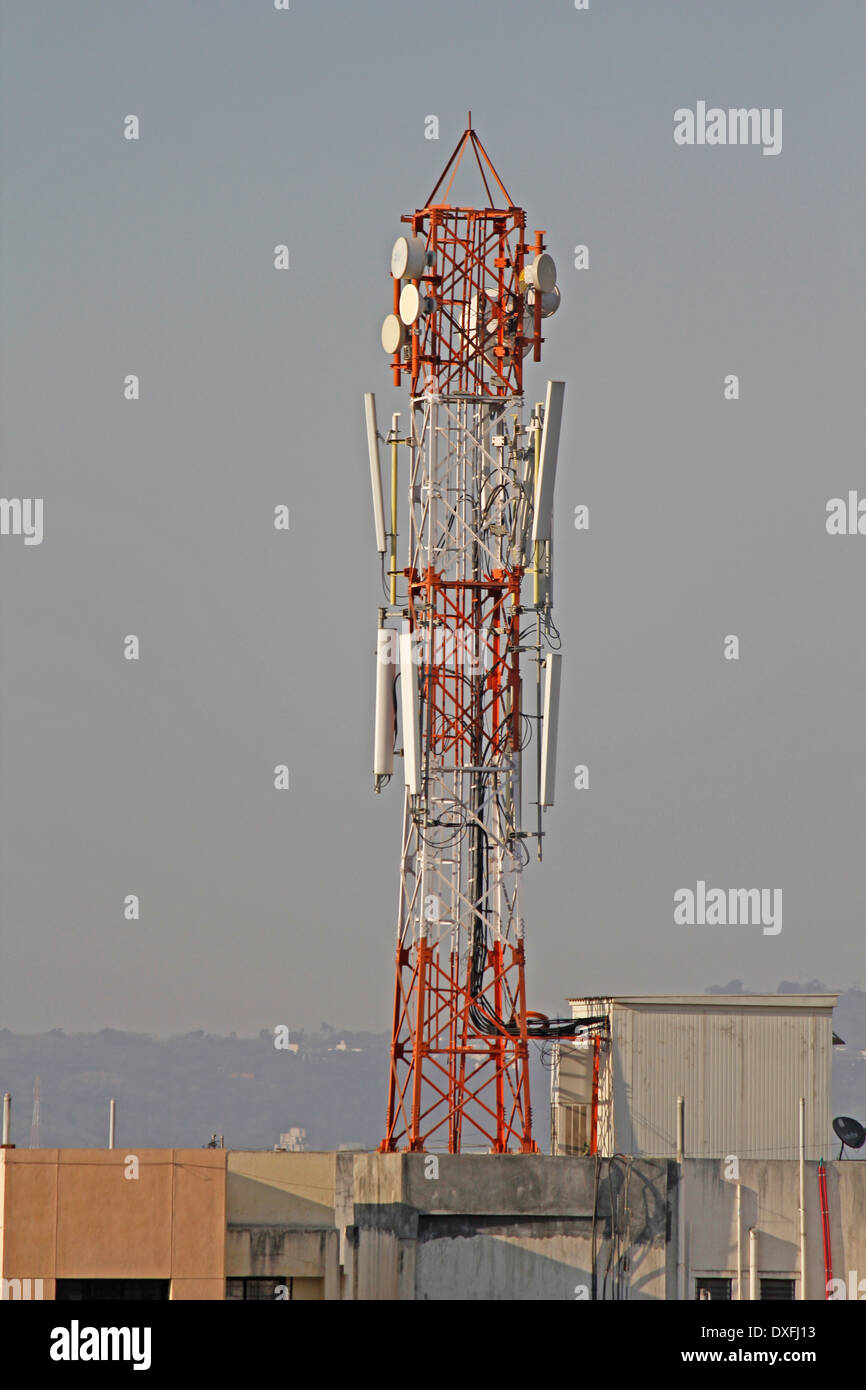 A mobile company tower, Pune, Maharashtra, India Stock Photo