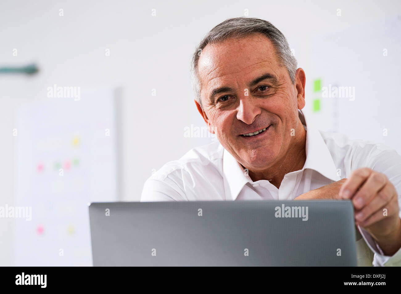 Businessman in Office, Mannheim, Baden-Wurttemberg, Germany Stock Photo