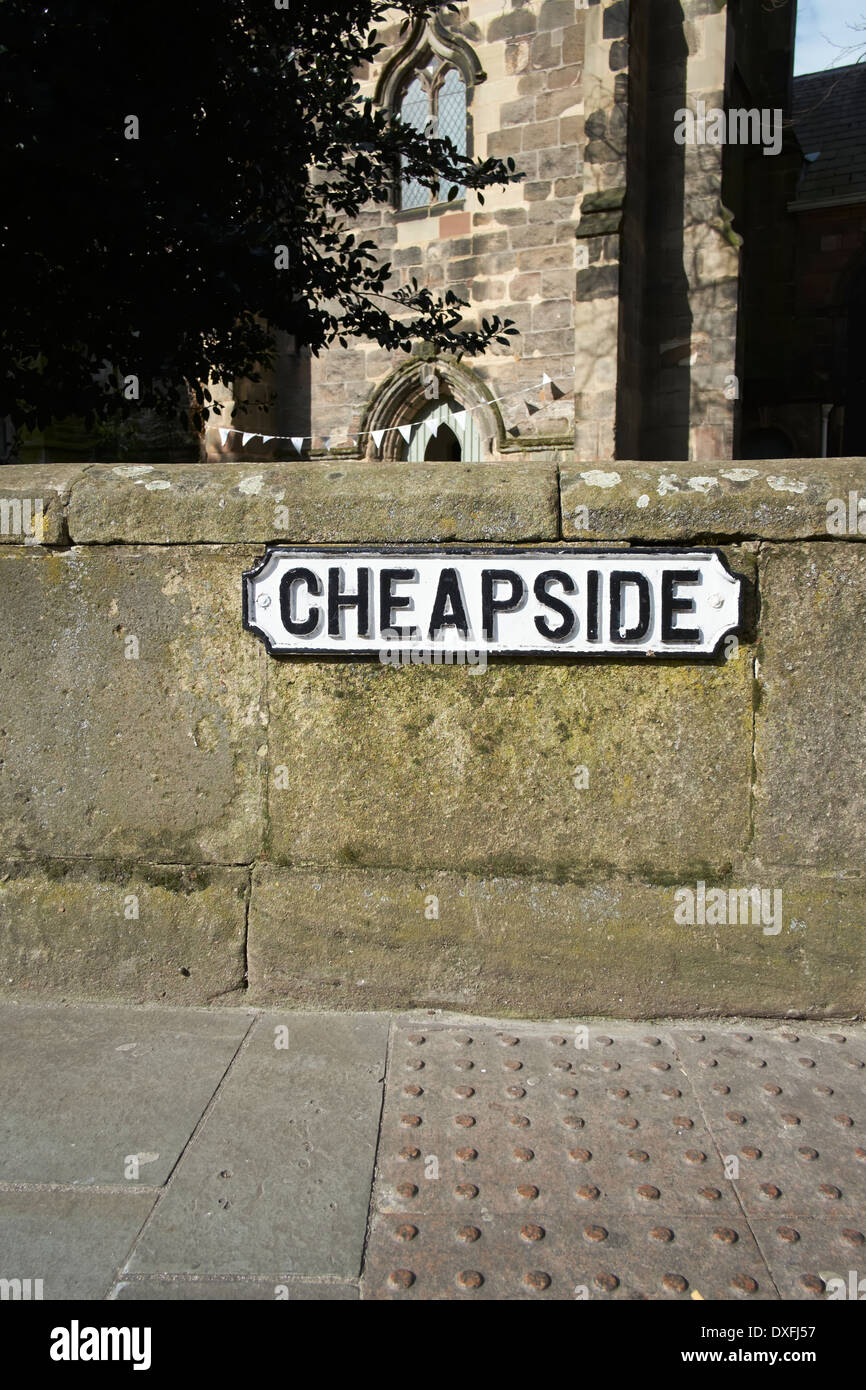 Cheapside street sign Derby Derbyshire England uk Stock Photo