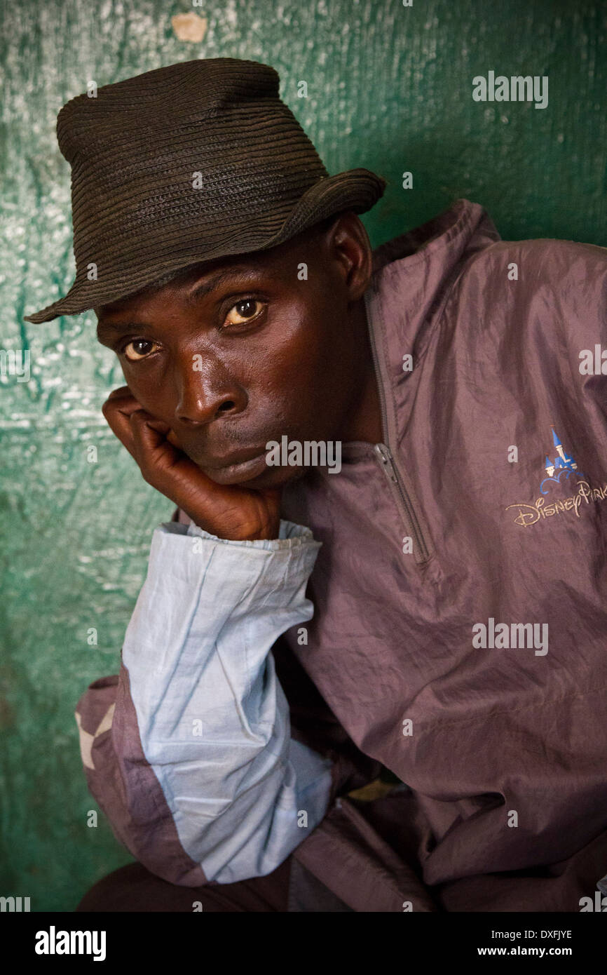 A man waiting for a consultation ;Kinyandonyi health center ,Rutshuru,North Kiwu ,DRC,Democratic Republic of Congo. Stock Photo