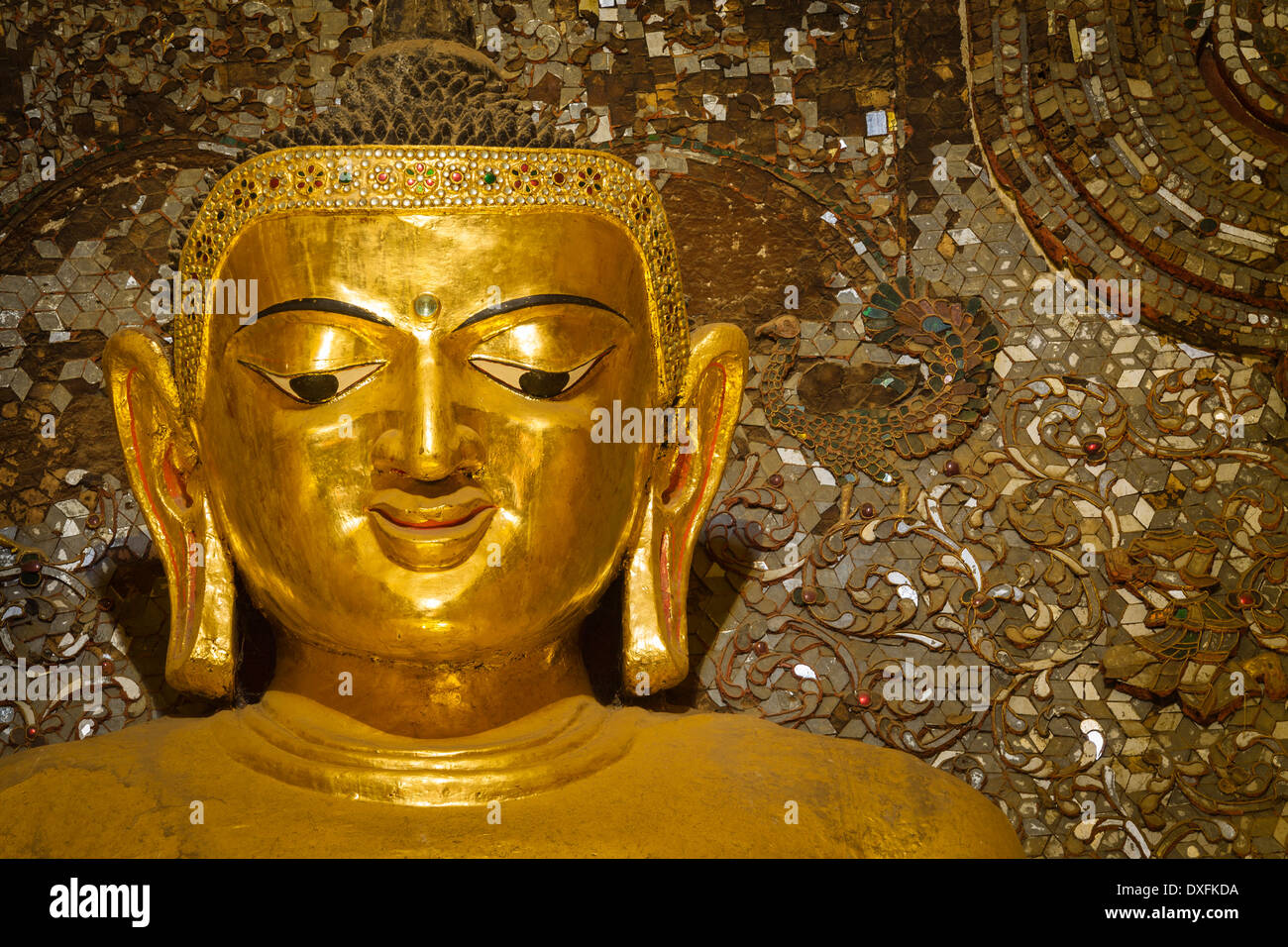 Myanmar (Burma), Mandalay Division, Bagan, Ananda Temple, portrait of the Buddha, on the Northside Stock Photo