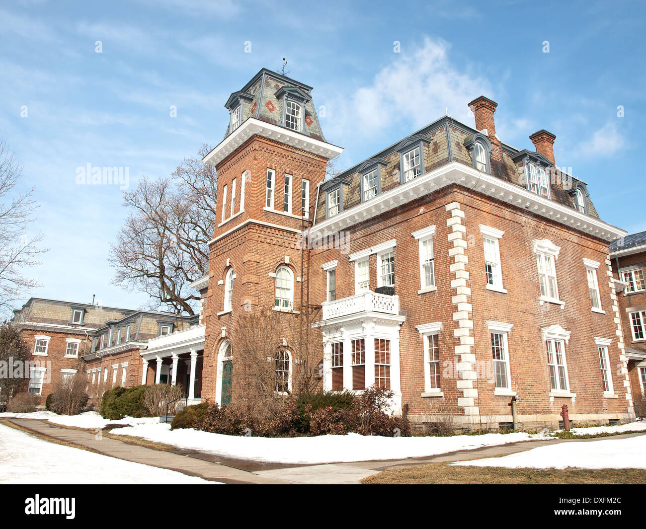 beautiful mansion in winter Stock Photo
