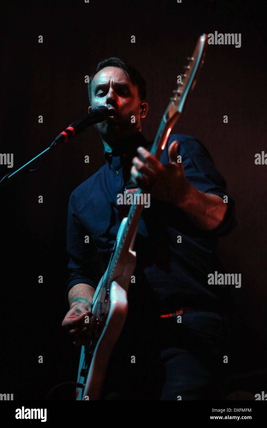 Frankfurt. 25th Mar, 2014. Kristoffer Huenecke of the German rock band Revolverheld performs in the 'Always in Motion Tour 2014' at Batschkapp in Frankfurt, Germany on March 25, 2014. © Luo Huanhuan/Xinhua/Alamy Live News Stock Photo