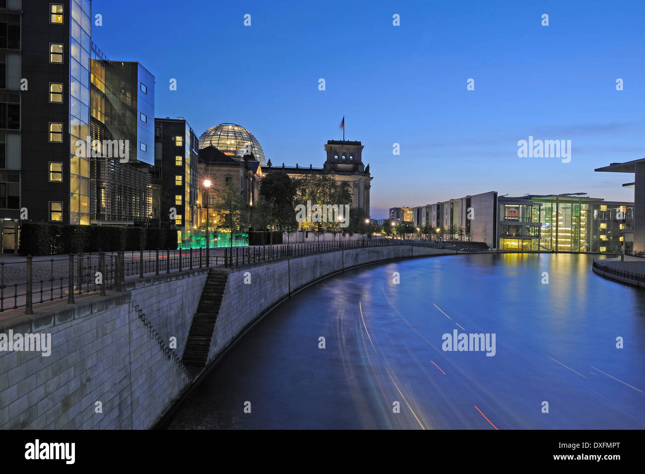 Spree River, government district with Reichstag building, Berlin, Germany Stock Photo