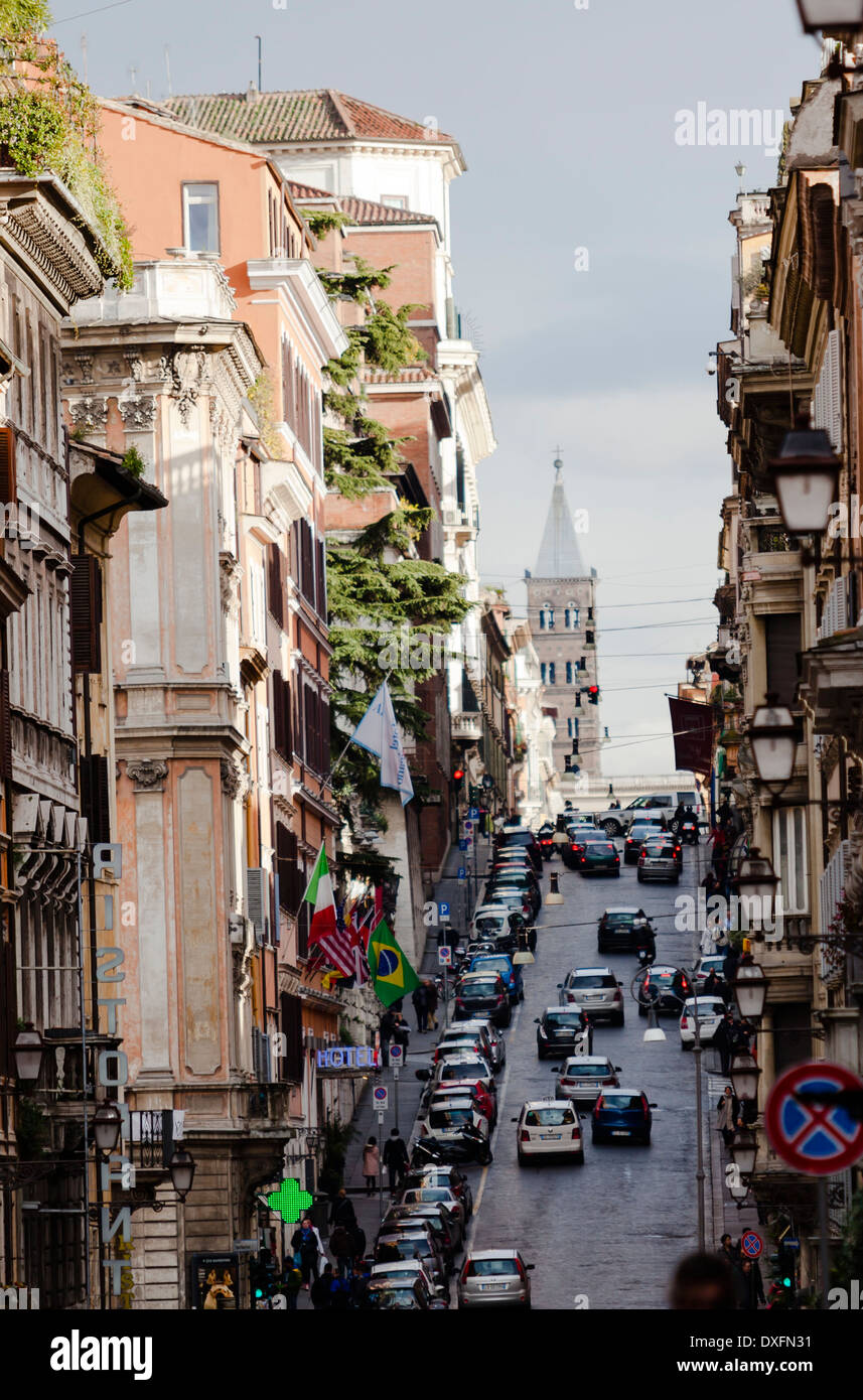 Road in Rome going uphill Stock Photo
