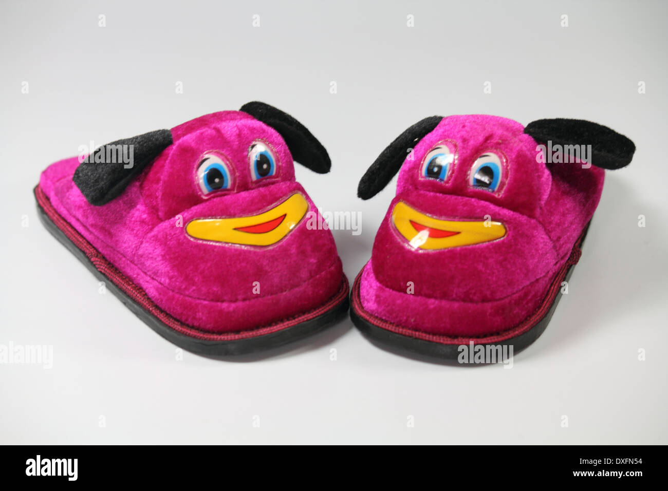 Soft Velvet Cartoon Indoor Slippers Stock Photo