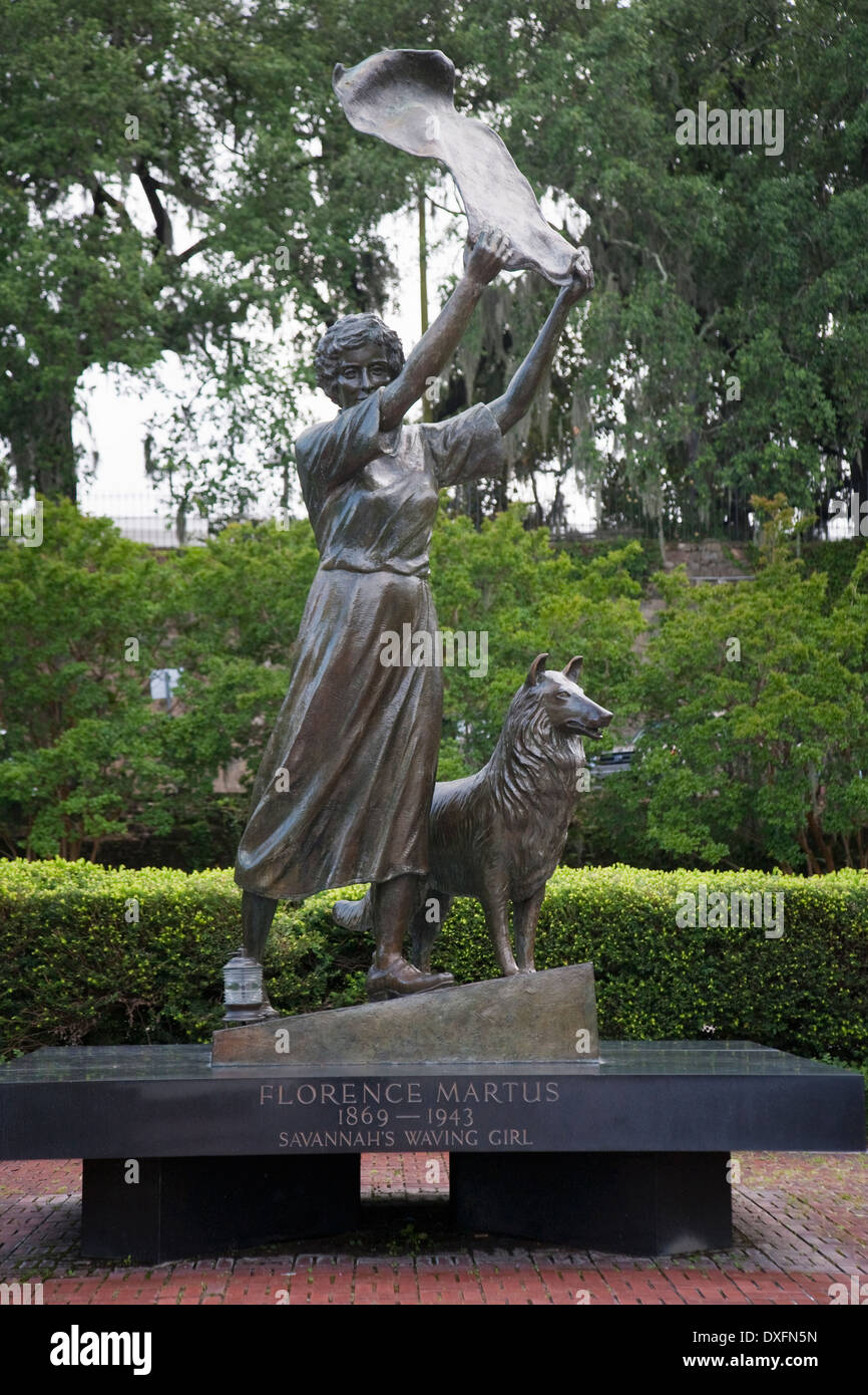 Savannah's Waving Girl Statue by Florence Martus in Stock Photo