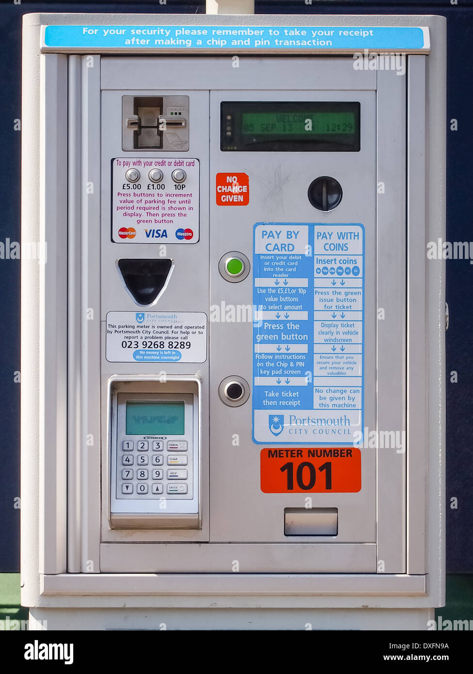 A pay and display parking ticket machine in the city of Portsmouth