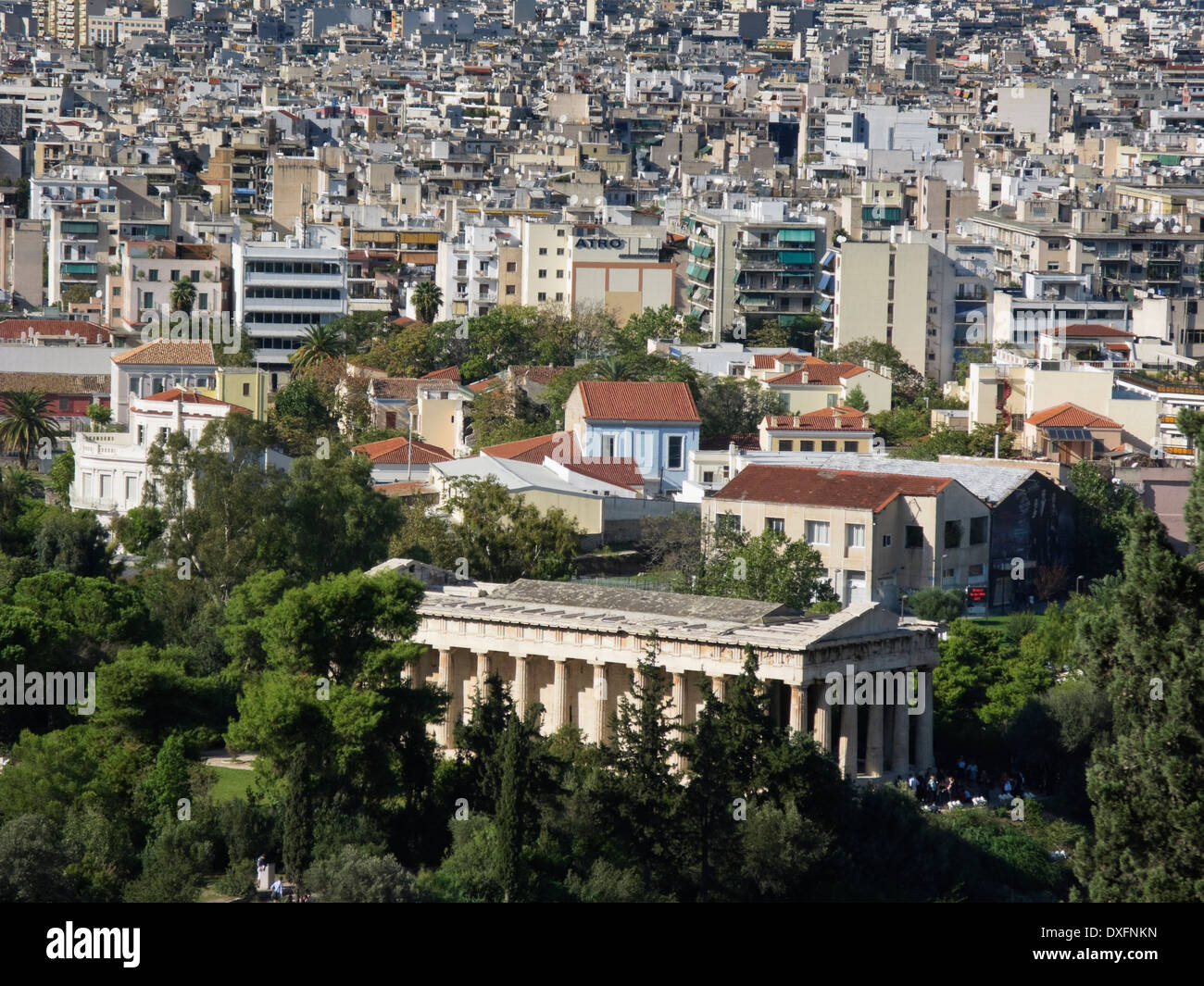 Thissio Temple from Mars Hills in Athens. Stock Photo