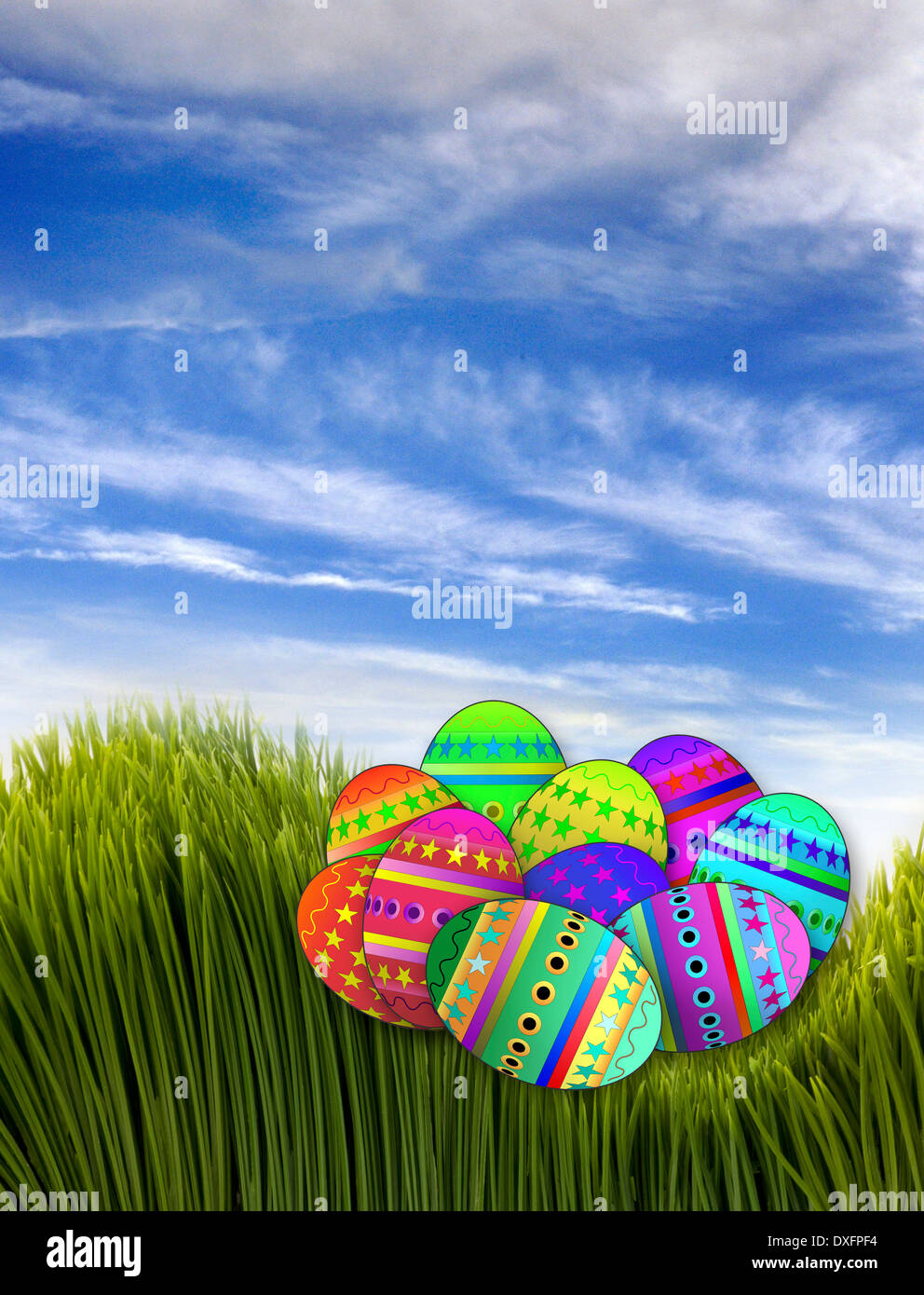 Easter eggs in green grass Stock Photo - Alamy